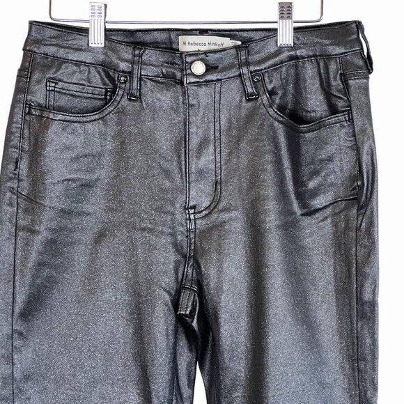Rebecca Minkoff 10P Black Metallic Sparkly Petite Length Skinny Jeans NWOT's - Picture 6 of 16